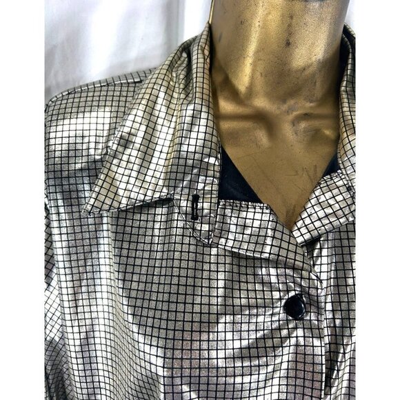 Vintage Silver Lamé Metallic Blouse Dancing Queen Disco Fairy Power Glam 40Bust - Picture 3 of 7